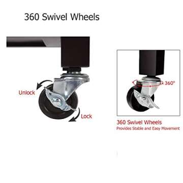 Clevr Rolling Kitchen Cart Island on Wheels Trolley, Cabinet w/Drawer, Shelves Storage Shelf, 100% Natural Rubberwood Top, Walnut Colored