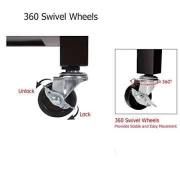 Clevr Rolling Kitchen Cart Island on Wheels Trolley, Cabinet w/Drawer, Shelves Storage Shelf, 100% Natural Rubberwood Top, Walnut Colored