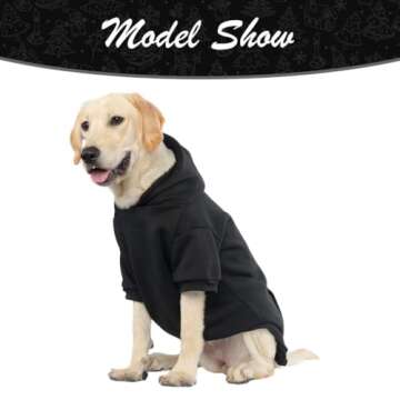KOOLTAIL Basic Dog Hoodie - Soft and Warm Dog Hoodie Sweater with Leash Hole and Pocket, Dog Winter Coat, Cold Weather Clothes Sweatshirt for Small Medium Large Dogs Puppy Cat Boys Girls Black L