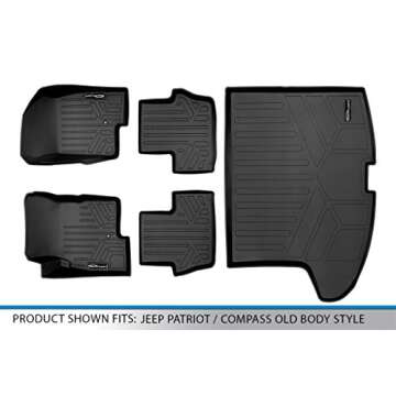 SMARTLINER Custom Fit Floor Mats 2 Rows and Cargo Liner Set Black for 2007-2017 Jeep Patriot/Compass Old Body Style