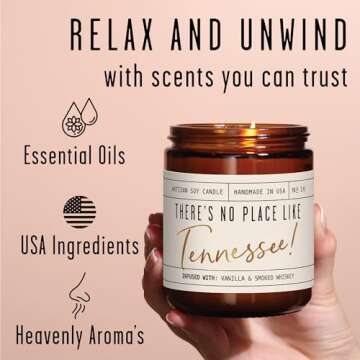 Tennessee Candle with Vanilla & Smoked Whiskey for Home