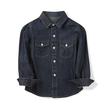 OCHENTA Boys Denim Button Down Shirt for Kids