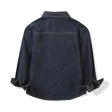 OCHENTA Boys Denim Button Down Shirt for Kids