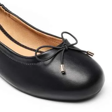 DREAM PAIRS Women's Ballet Flats, Foldable Round Toe Dress Shoes, Comfortable Slip On Work Flat Shoes with Bowknot,Size 6.5,Black,SDFA2310W-NEW