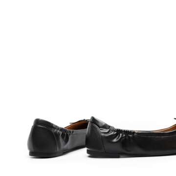 DREAM PAIRS Women's Ballet Flats, Foldable Round Toe Dress Shoes, Comfortable Slip On Work Flat Shoes with Bowknot,Size 6.5,Black,SDFA2310W-NEW