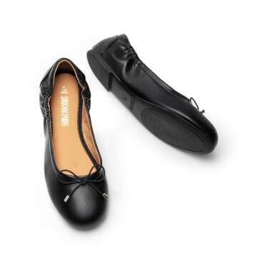 DREAM PAIRS Women's Ballet Flats, Foldable Round Toe Dress Shoes, Comfortable Slip On Work Flat Shoes with Bowknot,Size 6.5,Black,SDFA2310W-NEW
