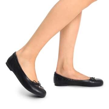 DREAM PAIRS Women's Ballet Flats, Foldable Round Toe Dress Shoes, Comfortable Slip On Work Flat Shoes with Bowknot,Size 6.5,Black,SDFA2310W-NEW
