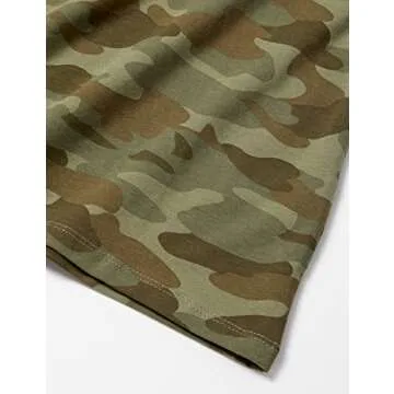 Amazon Essentials Women's Classic-Fit Short-Sleeve V-Neck T-Shirt - Discontinued Colors, Pack of 2, Olive Camo/White Stripe, Large