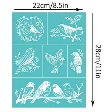 OLYCRAFT 2 Pcs Silk Screen Stencils Bird Pattern Self-Adhesive Silk Screen Printing Stencil Branch R...