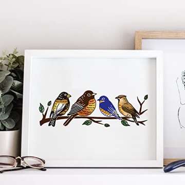 OLYCRAFT 2 Pcs Silk Screen Stencils Bird Pattern Self-Adhesive Silk Screen Printing Stencil Branch Reusable Mesh Transfer for Painting on Wood, DIY Decoration T-Shirt Fabric 8.7x11 Inch