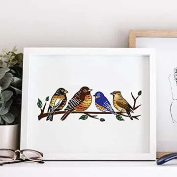 OLYCRAFT 2 Pcs Silk Screen Stencils Bird Pattern Self-Adhesive Silk Screen Printing Stencil Branch Reusable Mesh Transfer for Painting on Wood, DIY Decoration T-Shirt Fabric 8.7x11 Inch