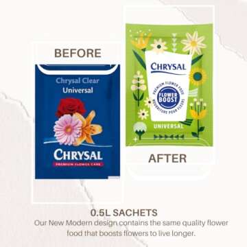 Chrysal Flower Boost – Clear Flower Food Packets for Flower Arrangements & Bouquets – Floral Sup...