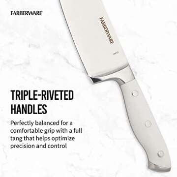 Farberware 15-Piece Kitchen Knife Set with Block - White