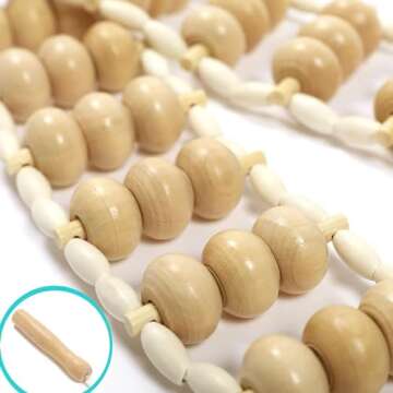 Fanwer Wood Back Massage Roller Rope, Maderoterapia Colombiana, Wood Therapy Self Massager Tools, Full Body Muscle Pain Relief