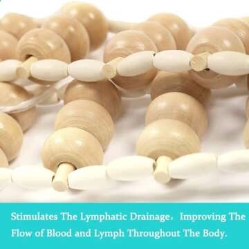 Fanwer Wood Back Massage Roller Rope, Maderoterapia Colombiana, Wood Therapy Self Massager Tools, Full Body Muscle Pain Relief