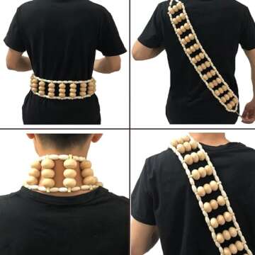 Fanwer Wood Back Massage Roller Rope, Maderoterapia Colombiana, Wood Therapy Self Massager Tools, Full Body Muscle Pain Relief