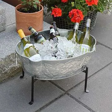 Achla Designs Oval Embossed Galvanized Tub