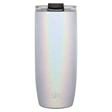Simple Modern Travel Coffee Mug Tumbler with Clear Flip Lid | Reusable Insulated Stainless Steel Thermos Cold Brew Iced Coffee and Tea Cup | Voyager Collection | 20oz (590ml) | Selenite