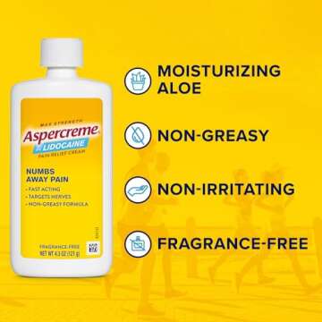 Aspercreme Pain Relief Cream with 4% Lidocaine & Aloe 4.3 Oz