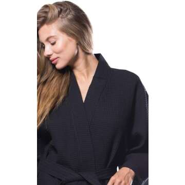 Turquaz Robes for Women - Lightweight Unisex Waffle Kimono Bathrobe