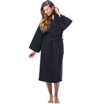Turquaz Unisex Waffle Kimono Bathrobe for Comfort