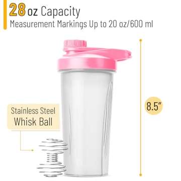 Mr. Pen - Shaker Bottles for Protein Mixes with Twist Cap, 28 oz, Pink Protein Shaker Bottle with Wi...