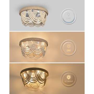 Frstem Boho Ceiling Fan with Light & Remote Control