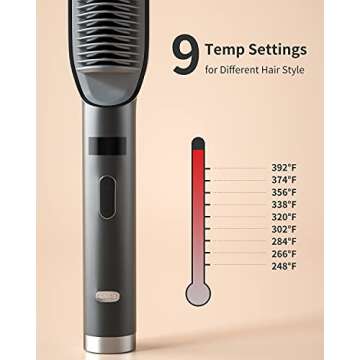 Hair Straightener Brush, Straightening Brush with 5 Temp Settings, 20s Fast Heating Hair Brush Straightener, 7MAGIC Brush Straightener with Anti-Scald & Auto-Off Safe for Women,Mothers Day Gifts