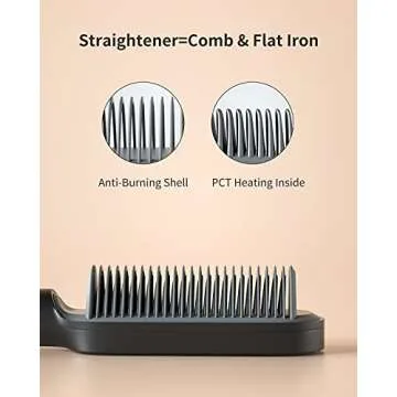 Hair Straightener Brush for Smooth, Frizz-Free Hair