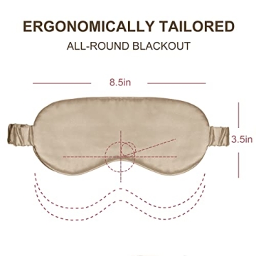 OLESILK Silk Sleep Eye Mask Blindfold with Double Layer Silk Filling for Full Night's Sleep, Silk Wrapping Strap- Luxury Eye Cover Eyeshade for Women Men with Travel Bag and Ear Plugs, Taupe