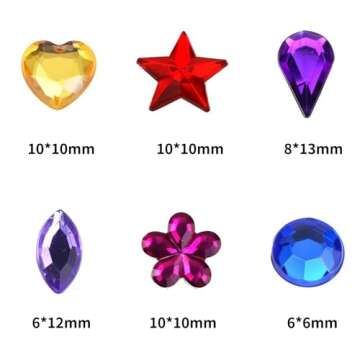 JPSOR 600pcs Gems Jewels for Crafts, Acrylic Flatback Rhinestones for Halloween Pirate Party Decorat...