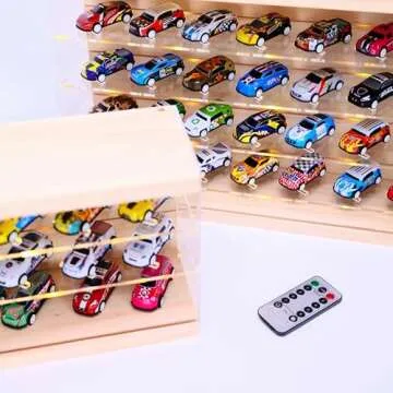 Large Acrylic Display Case for 1/64 Scale Diecast Cars - 28-Car Storage Organizer, Dust-Proof Cabinet with Adjustable Shelves, Compatible with Model Toy Collections