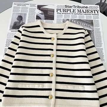 Chic Women's Long Sleeve Striped Cardigan with Pockets