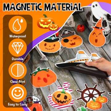 Kanayu 16 Pcs Cruise Door Decorations Halloween Cruise Door Decorations Magnetic Halloween Car Magnets Anchor Life Preserver Pumpkin Bats Ghost Magnets for Carnival Cruise Car Locker (Pumpkin)