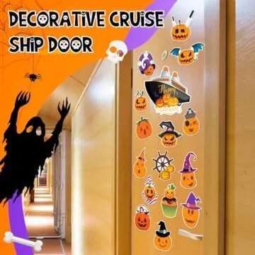 Kanayu 16 Pcs Cruise Door Decorations Halloween Cruise Door Decorations Magnetic Halloween Car Magnets Anchor Life Preserver Pumpkin Bats Ghost Magnets for Carnival Cruise Car Locker (Pumpkin)