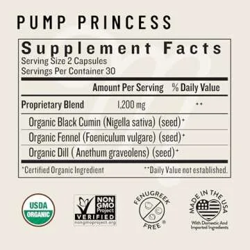 Legendairy Milk Organic Pump Princess Lactation Blend, 60 CT