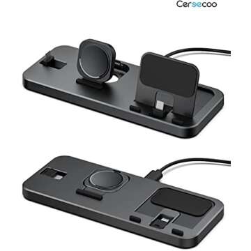 CEREECOO Portable Charging Station for Apple Products Foldable Charger Stand for iWatch 7/6/SE/5/4/3/2/1 Charging Stand for AirPods Pro/3/2/1 Charging Dock Holder (Black)…