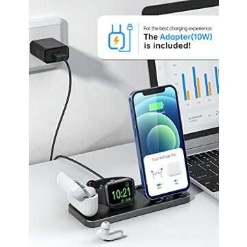 CEREECOO Portable Charging Station for Apple Products Foldable Charger Stand for iWatch 7/6/SE/5/4/3/2/1 Charging Stand for AirPods Pro/3/2/1 Charging Dock Holder (Black)…