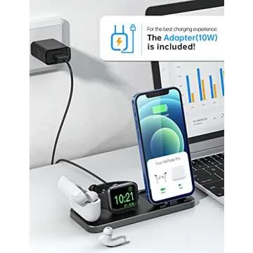 CEREECOO Portable Charging Station for Apple Products Foldable Charger Stand for iWatch 7/6/SE/5/4/3/2/1 Charging Stand for AirPods Pro/3/2/1 Charging Dock Holder (Black)…
