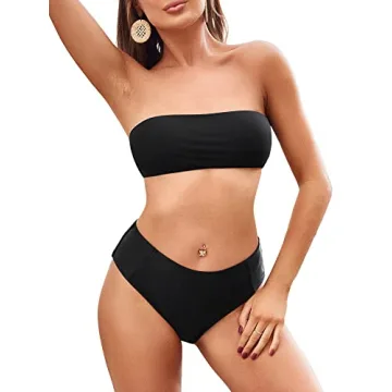 ZAFUL High Cut Bandeau Bikini Set for Women - Chic Swimwear