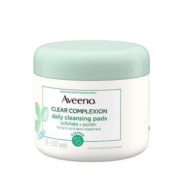 Aveeno Clear Complexion Daily Facial Cleansing Pads with Salicylic Acid Acne Treatment, 28 ct