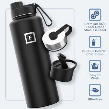 IRON °FLASK – Insulated Water Bottle with 3 Lids, 40 oz