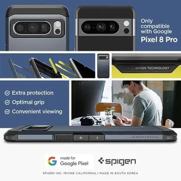 Spigen Tough Armor Designed for Pixel 8 Pro Case (2023) [Kickstand] [Military-Grade Protection] - Me...