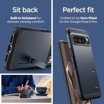 Spigen Tough Armor Designed for Pixel 8 Pro Case (2023) [Kickstand] [Military-Grade Protection] - Metal Slate