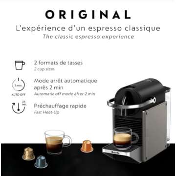 Nespresso Pixie Original Espresso Machine by Breville, Titan