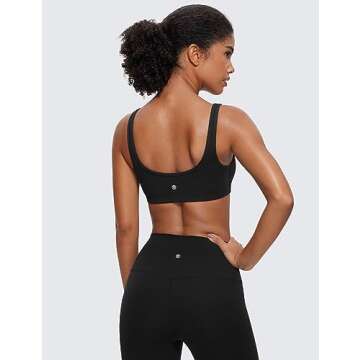 CRZ YOGA Butterluxe Mini Bra for Women - Scoop Neck Low Impact Wireless Sports Yoga Padded Workout C...