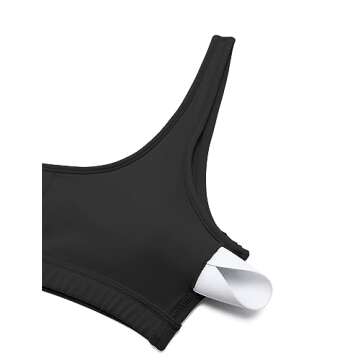 CRZ YOGA Butterluxe Mini Bra for Women - Scoop Neck Low Impact Wireless Sports Yoga Padded Workout Cami Black Large