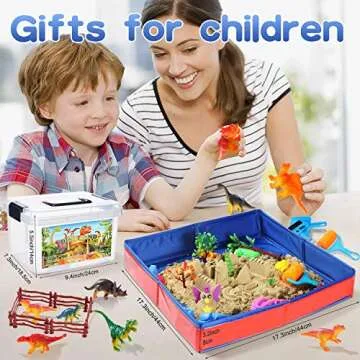 Dinosaur Sand Kit Dinosaur Toys Sand Box with 3lbs Magic Sand, Dinosaur Figures, Dinosaur Molds and Tools, Trees Birthday Gift Sand Art Toys for Boys Girls Ages 3+ Years Old