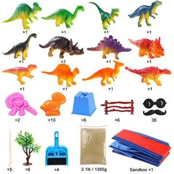 Dinosaur Sand Kit Dinosaur Toys Sand Box with 3lbs Magic Sand, Dinosaur Figures, Dinosaur Molds and Tools, Trees Birthday Gift Sand Art Toys for Boys Girls Ages 3+ Years Old