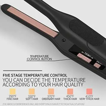 K&K Mini Flat Iron for Short Hair 3/10 inch Small Hair Straightener for Pixie & Beard creamic Flat Iron for Women Dual Voltage, Auto Shut Off (Black, Five Lights)